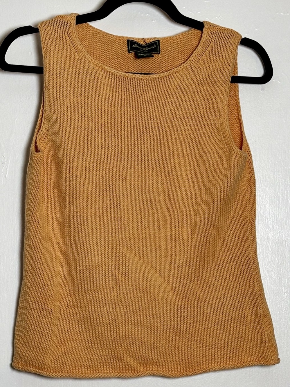 Eddie Bauer Linen Cotton Knit Sweater Tank Top Shell Yellow Orange Size M